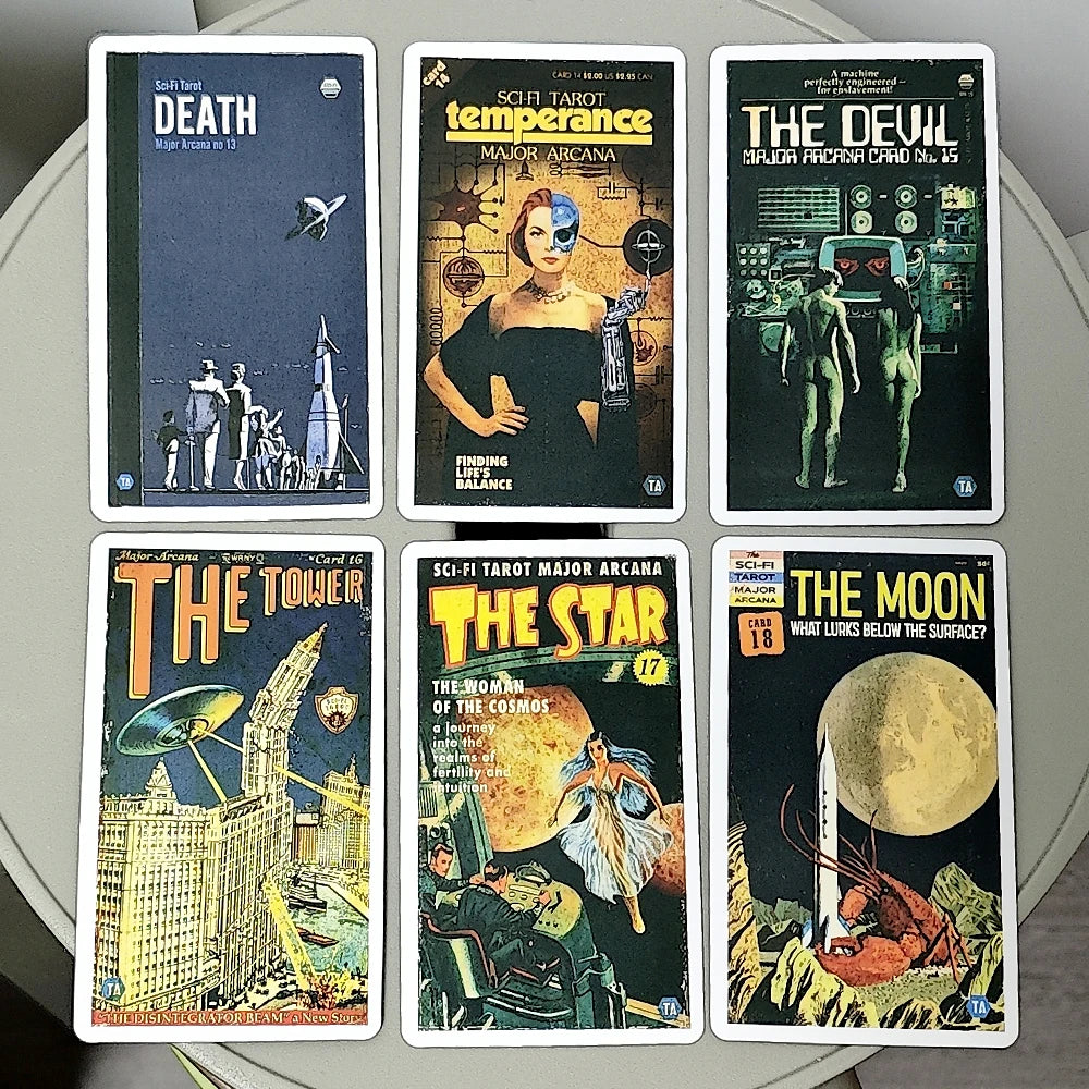 78 Pcs Tarot Cards Based on Rider Waite System Todd Alcott'S Sci-Fi Tarot, Science-Fiction-Themed Tarot Deck, 10.3*6Cm
