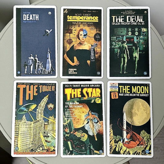 78 Pcs Tarot Cards Based on Rider Waite System Todd Alcott'S Sci-Fi Tarot, Science-Fiction-Themed Tarot Deck, 10.3*6Cm
