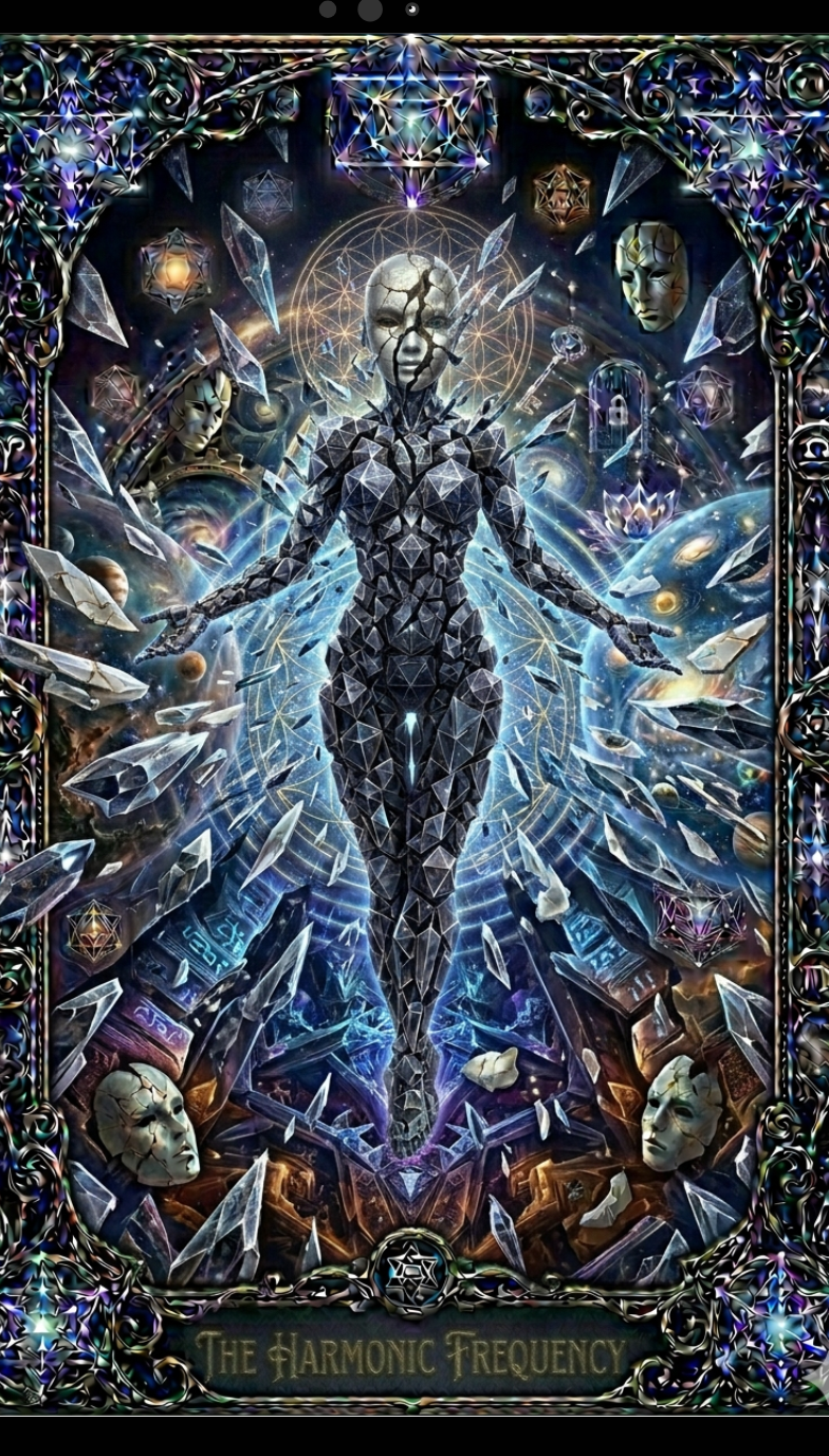 Artistic depiction of a figure with intricate designs and symbols, likely from a fantasy or sci-fi context.