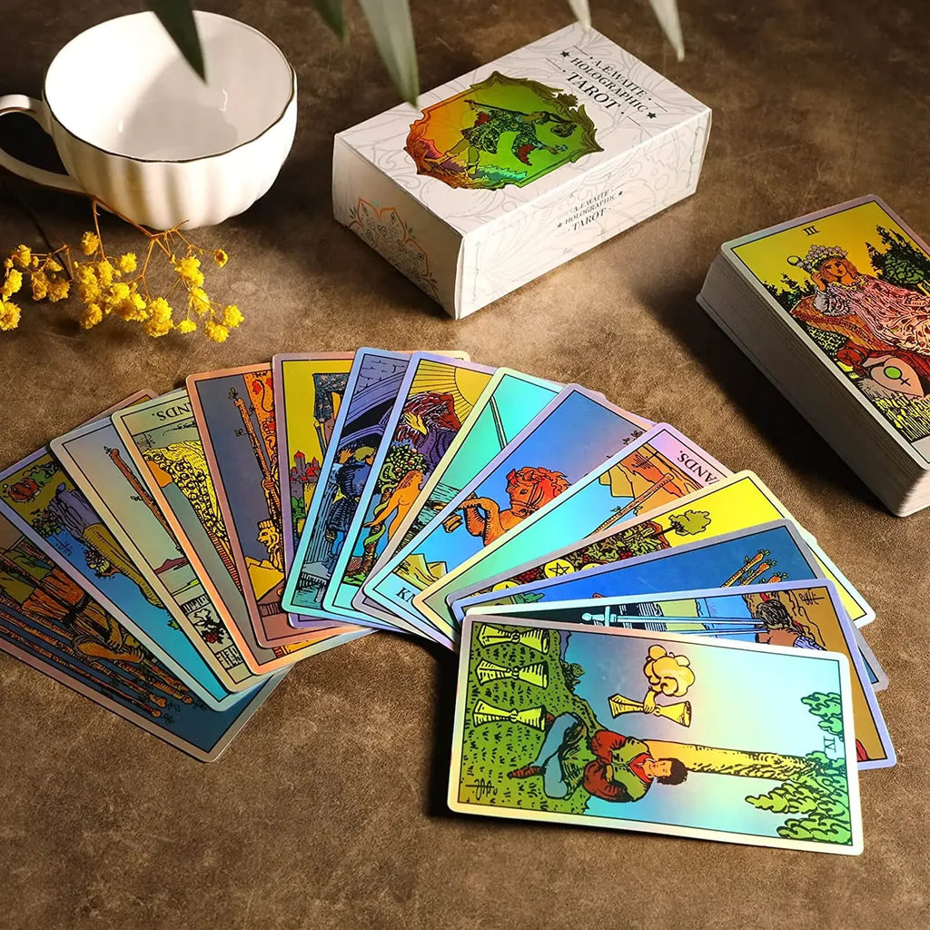 10.3*6Cm Magicseer Rainbow Tarot Cards Decks, Tarot Card and Book Sets for Beginners, Holographic Tarot Deck
