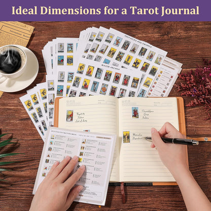 1260 PCS Mini Tarot Stickers for Journaling, 1.25" X 0.78" Tarot Card Stickers Based on Rider Waite Tarot Deck, 8 Tarot Cheat Sheet Included