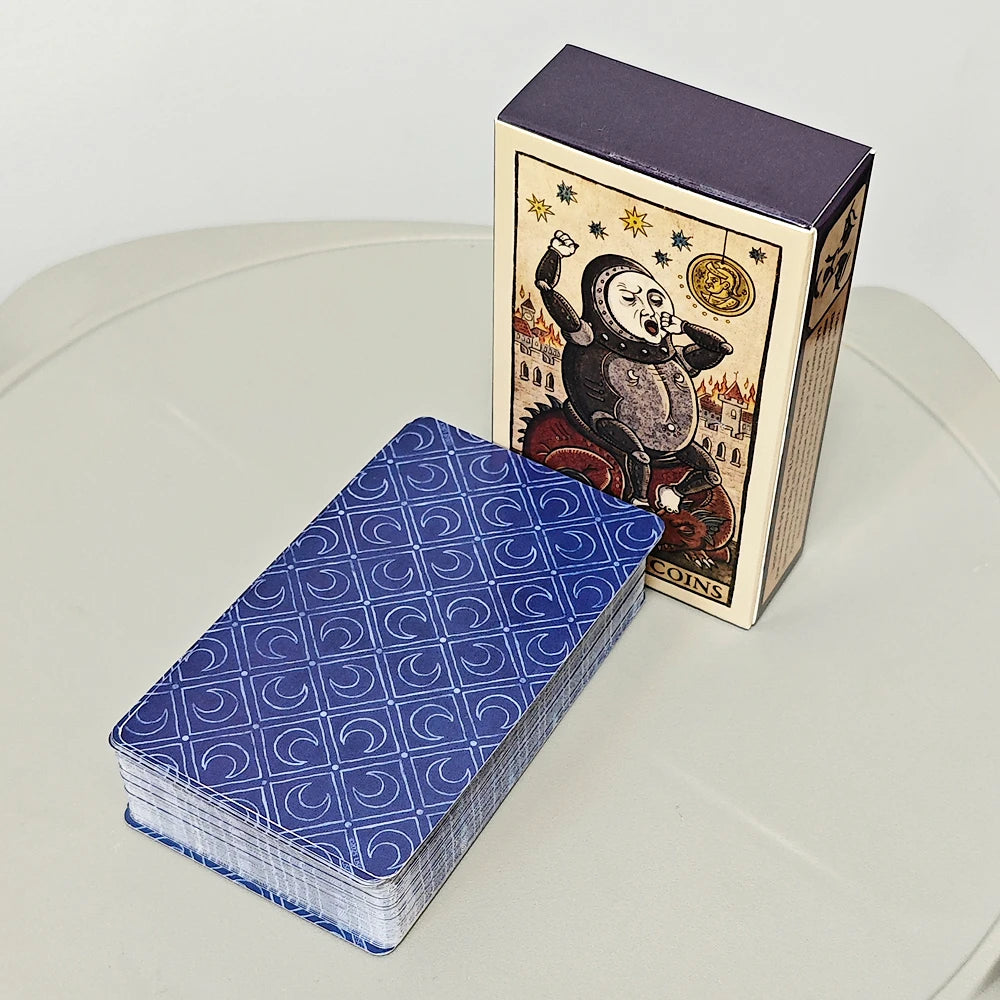 Trionfi Della Luna Tarot - 10.3*6Cm Fully Illustrated 78-Card Tarot Deck Inspired by Marseilles Style Tarot