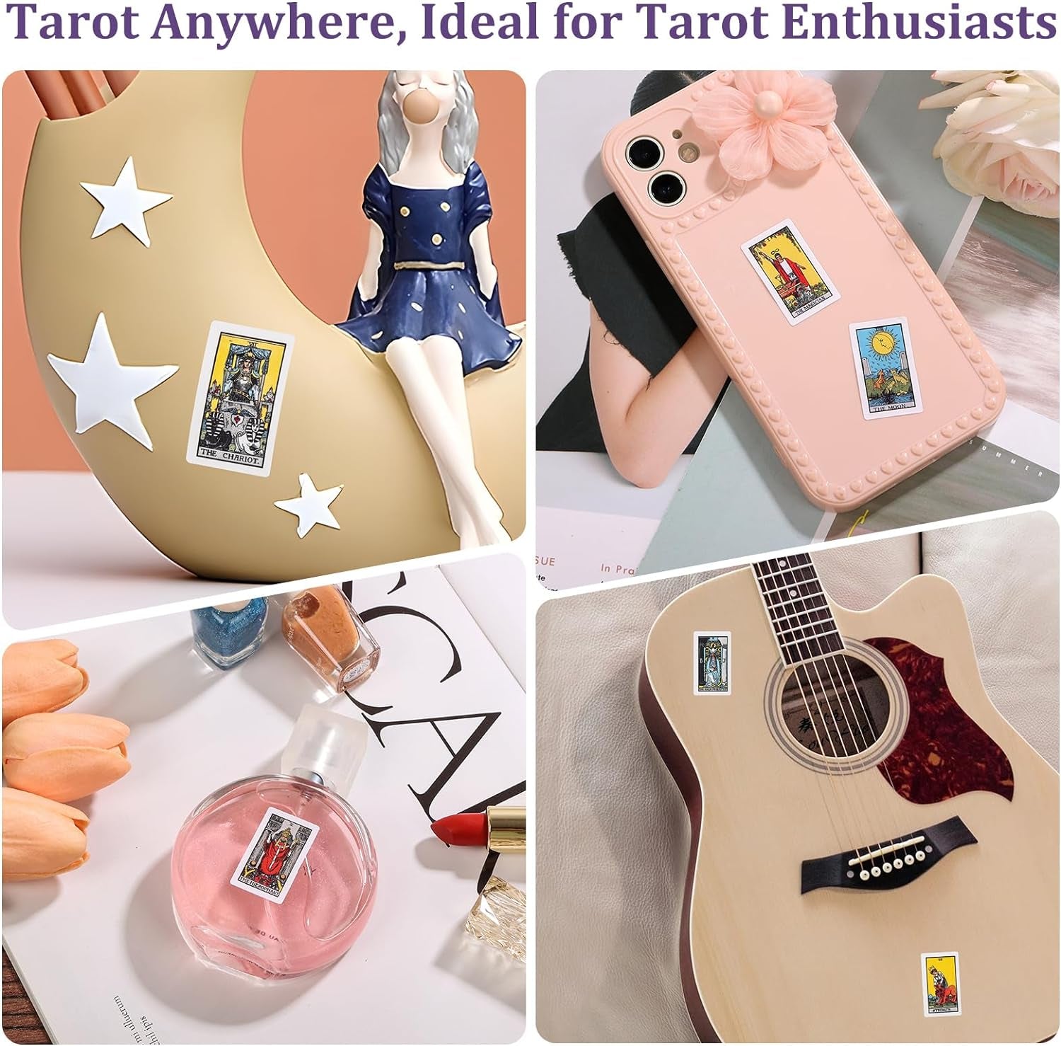 1260 PCS Mini Tarot Stickers for Journaling, 1.25" X 0.78" Tarot Card Stickers Based on Rider Waite Tarot Deck, 8 Tarot Cheat Sheet Included