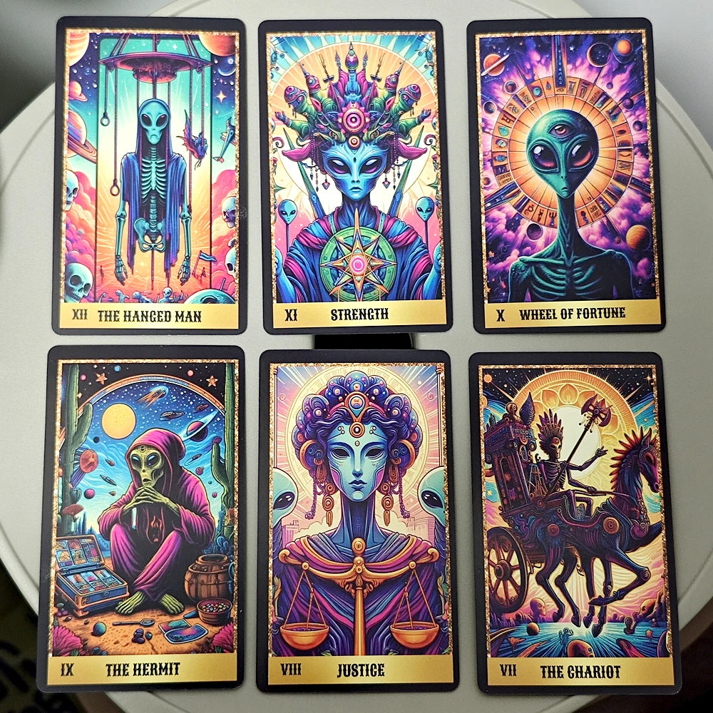 Alien Tarot Cards 10.3*6Cm 78 Pcs Tarot Cards Based on Rider Waite System