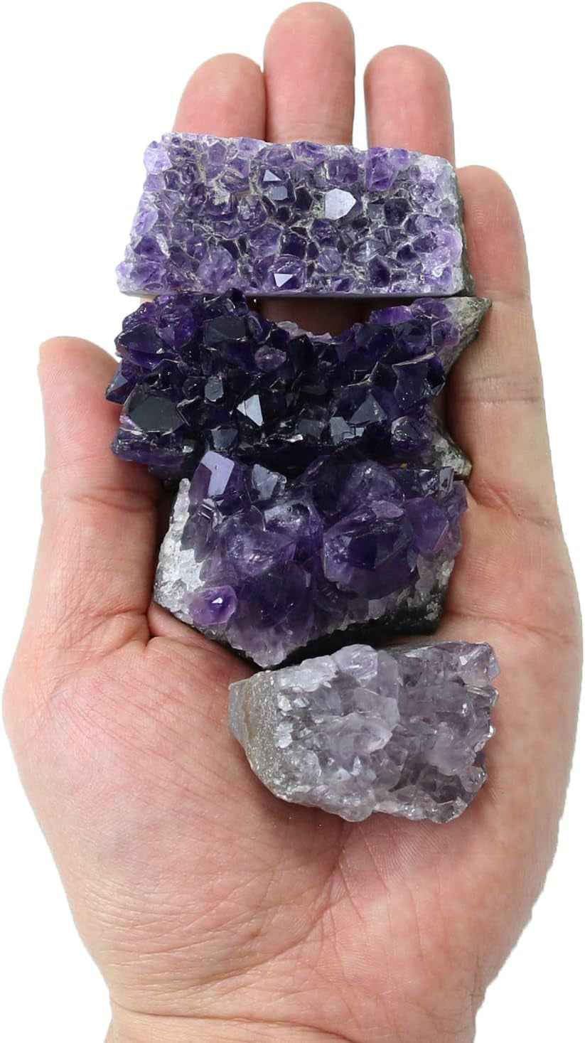 Raw Amethyst Stones and Crystals Rock, Natural Amathesis Crystal Clusters, Geodes with Crystals, Cuarzo Amatista Original, Real Amethyst Crystals Geode, Gemstones, Healing Crystals(0.11Lb)
