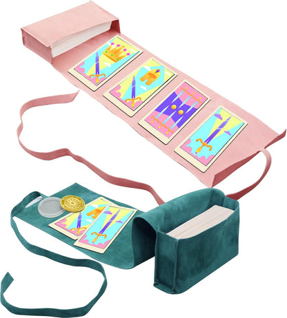 3 Pcs Tarot Card Holder Bag Kit Contains Velvet Tarot Card Storage Box Case and Decision Maker Coin, Tarot Accessories, Tarot Cloth Pouches Card Holders for Playing Cards and Tarot Cards Oracle Deck