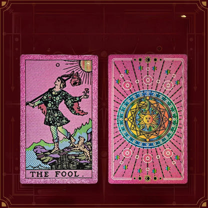 Holographic Iridescent Fluorescent Gold Foil Rider Tarot Deck 12*7Cm 78 Pcs Waterproof PET Wear-Resistant Tarot Cards