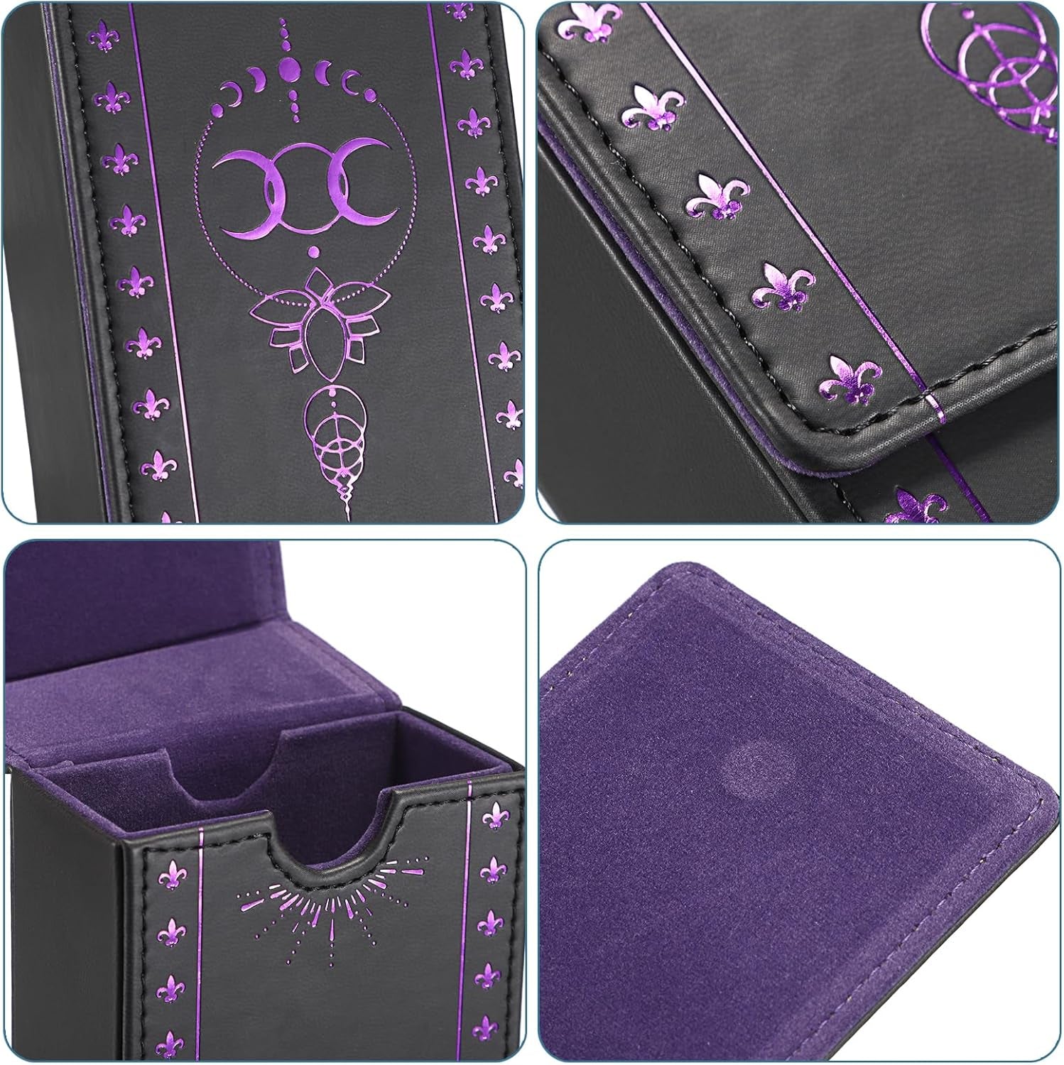 PU Leather Tarot Card Protective Case, Moon Pattern Design Tarot Deck Storage Pouch, Tarot Card Holder Tarot Pouch Bag for Playing Cards and Standard Size Tarot Cards Tarot Deck