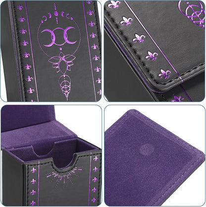 PU Leather Tarot Card Protective Case, Moon Pattern Design Tarot Deck Storage Pouch, Tarot Card Holder Tarot Pouch Bag for Playing Cards and Standard Size Tarot Cards Tarot Deck