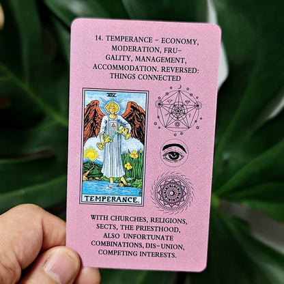 10.3*6Cm Pink Learning Tarot 78 Pcs Tarot Cards with Keywords Based on Rider Waite System