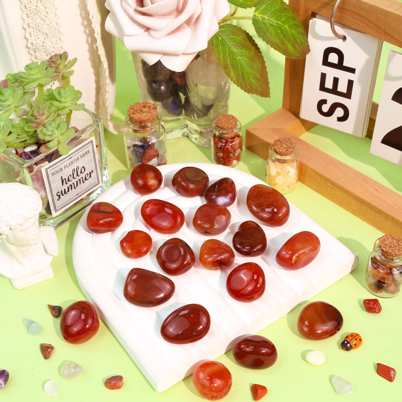 Red Carnelian Crystals Healing Crystal Stones Set Natural Crystals Bulk Irregular Stones 0.45 Lbs