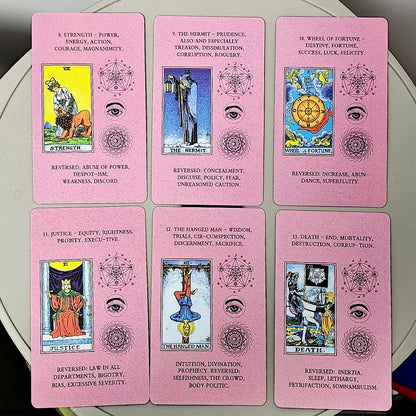 10.3*6Cm Pink Learning Tarot 78 Pcs Tarot Cards with Keywords Based on Rider Waite System