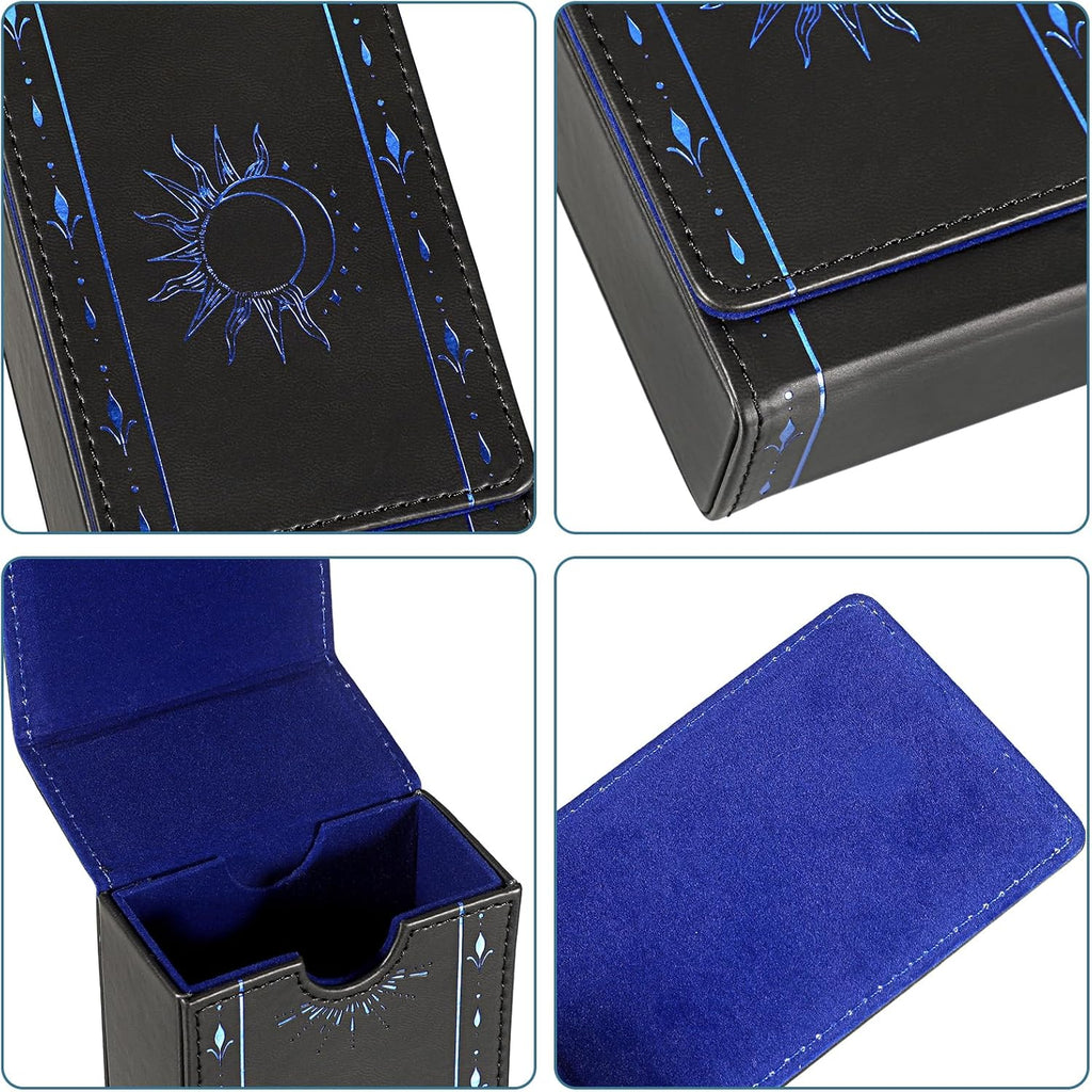 PU Leather Tarot Card Protective Case, Sun Moon Pattern Design Tarot Deck Storage Pouch, Tarot Card Holder Tarot Pouch Bag for Playing Cards and Standard Size Tarot Cards Tarot Deck