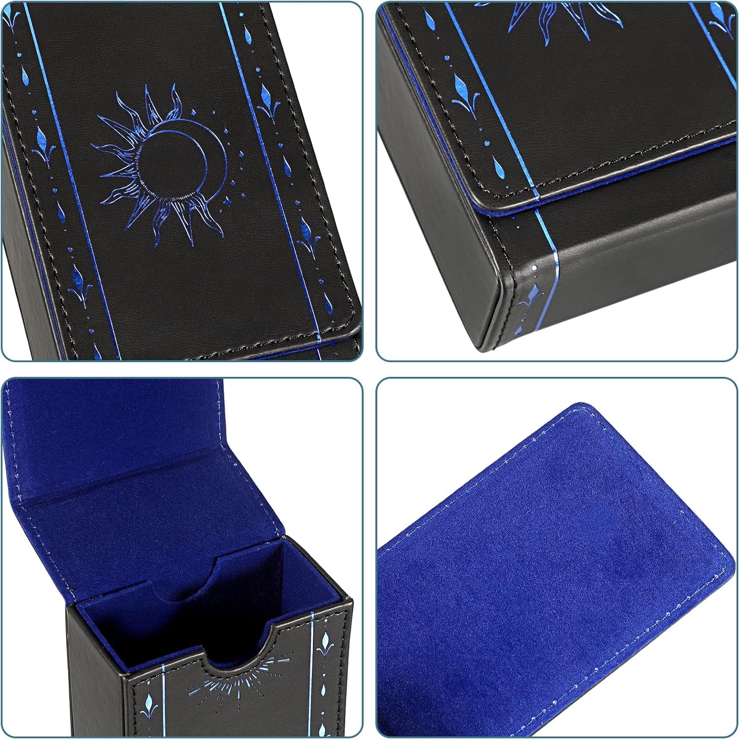 PU Leather Tarot Card Protective Case, Sun Moon Pattern Design Tarot Deck Storage Pouch, Tarot Card Holder Tarot Pouch Bag for Playing Cards and Standard Size Tarot Cards Tarot Deck