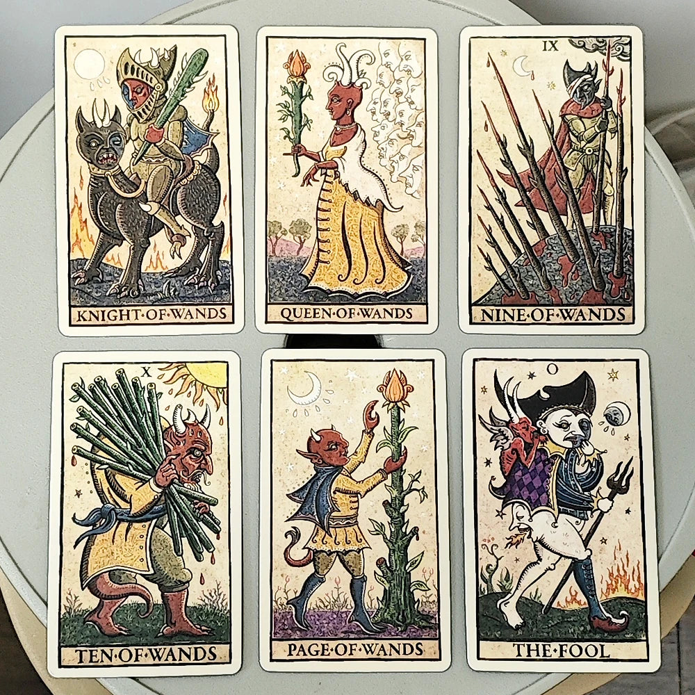 Trionfi Della Luna Tarot - 10.3*6Cm Fully Illustrated 78-Card Tarot Deck Inspired by Marseilles Style Tarot