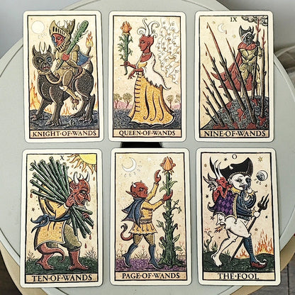 Trionfi Della Luna Tarot - 10.3*6Cm Fully Illustrated 78-Card Tarot Deck Inspired by Marseilles Style Tarot