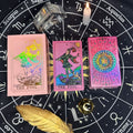 Holographic Iridescent Fluorescent Gold Foil Rider Tarot Deck 12*7Cm 78 Pcs Waterproof PET Wear-Resistant Tarot Cards