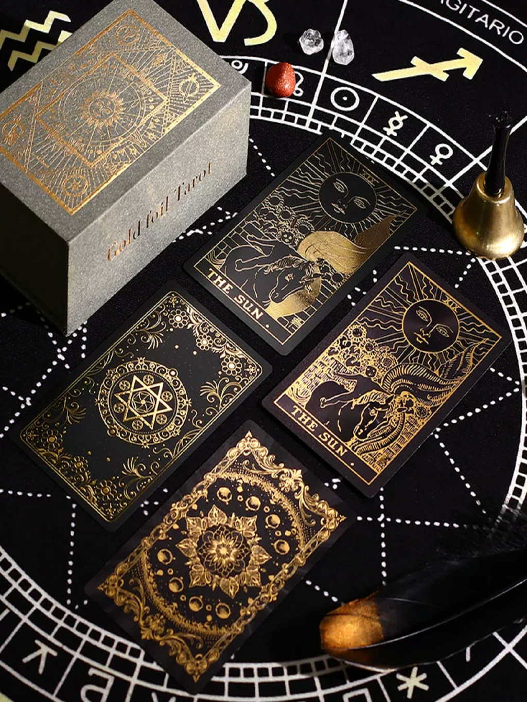Classic Gold Foil Tarot Cards with Guide