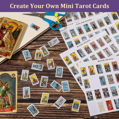 1260 PCS Mini Tarot Stickers for Journaling, 1.25" X 0.78" Tarot Card Stickers Based on Rider Waite Tarot Deck, 8 Tarot Cheat Sheet Included