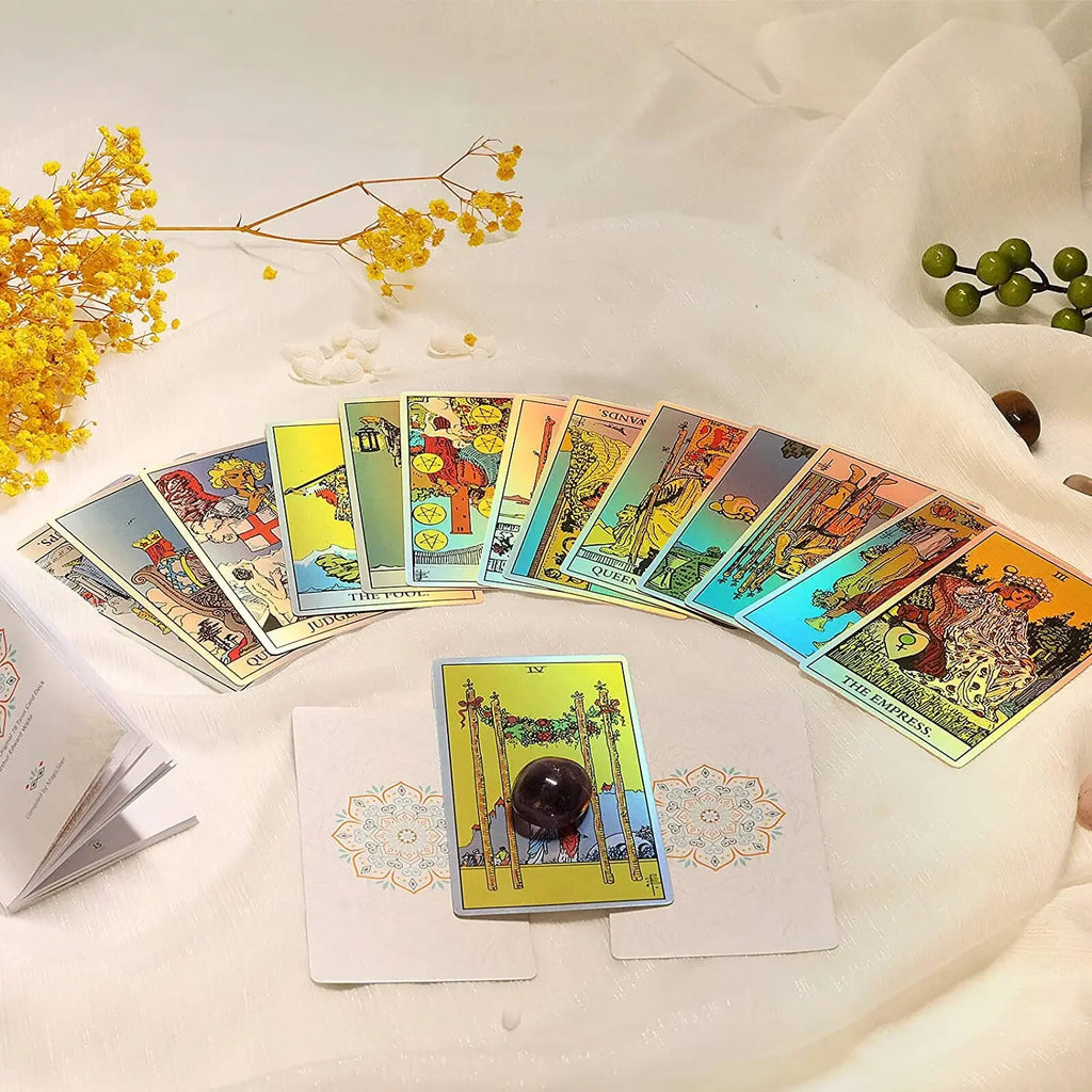 10.3*6Cm Magicseer Rainbow Tarot Cards Decks, Tarot Card and Book Sets for Beginners, Holographic Tarot Deck