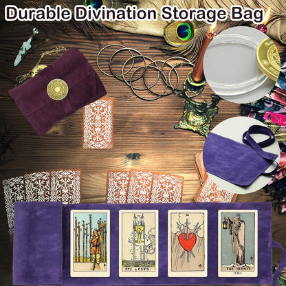 3 Pcs Tarot Card Holder Bag Kit Contains Velvet Tarot Card Storage Box Case and Decision Maker Coin, Tarot Cloth Pouches Card Holders for Playing Cards and Tarot Cards Oracle Deck, Tarot Accessories