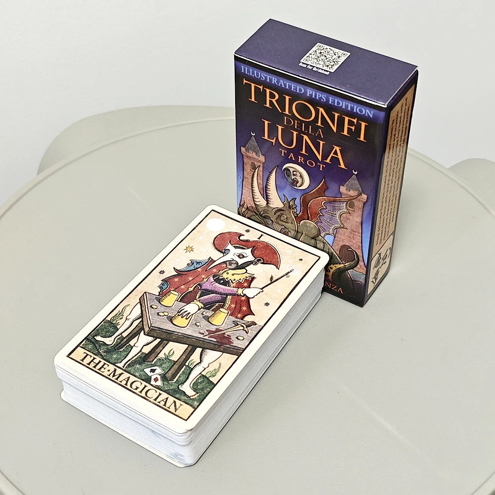 Trionfi Della Luna Tarot - Fully Illustrated 78-Card Tarot Deck 10.3*6Cm Inspired by Marseilles Style Tarot