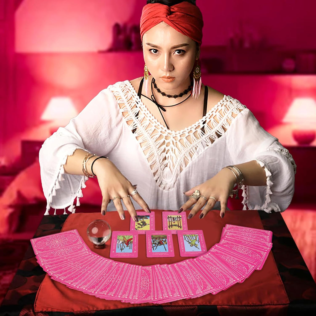 Pink Tarot Cards for Beginners with Meaning on Them, Tarot Deck Cards with Guide Book