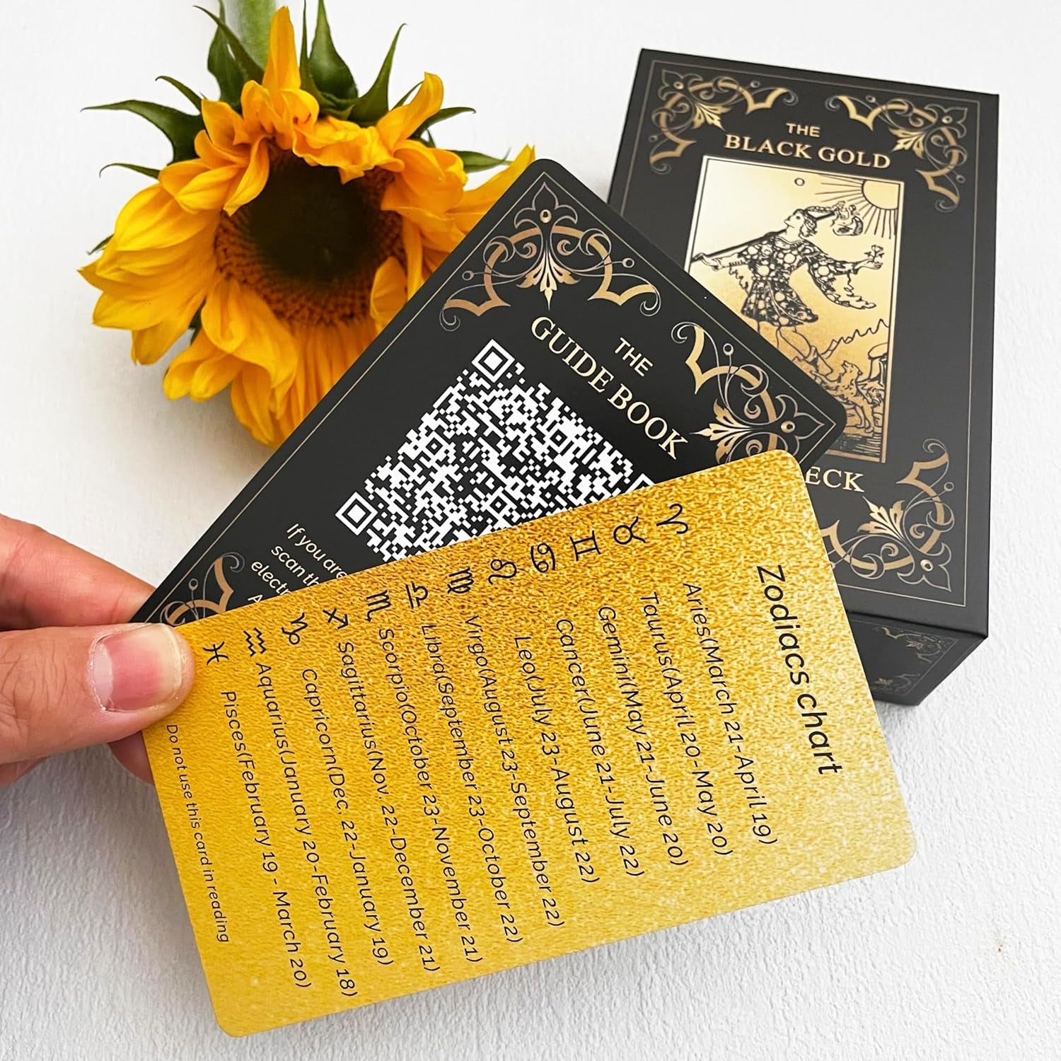 Black Gold Tarot Cards Set, Beginner'S Tarot Cards with Meanings, Gold Gilded Edges Deck with Guide Book
