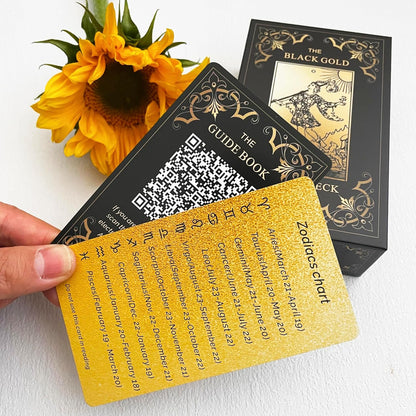 Black Gold Tarot Cards Set, Beginner'S Tarot Cards with Meanings, Gold Gilded Edges Deck with Guide Book
