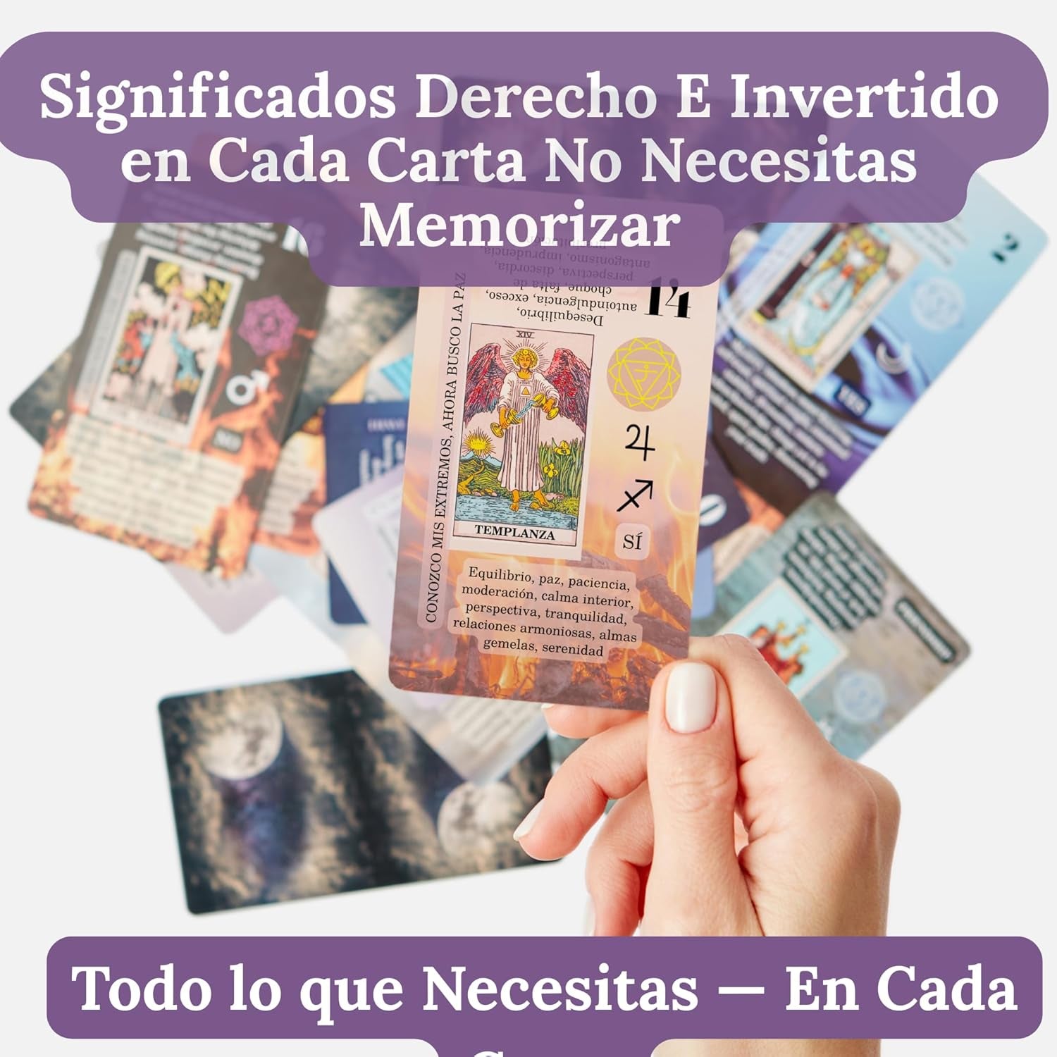 Spanish Learning Tarot Card for Beginners with Meanings on Them - Training Beginner Cards for Tarot Learners Including Chakra, Planet, Zodiac, Element, Yes or No.