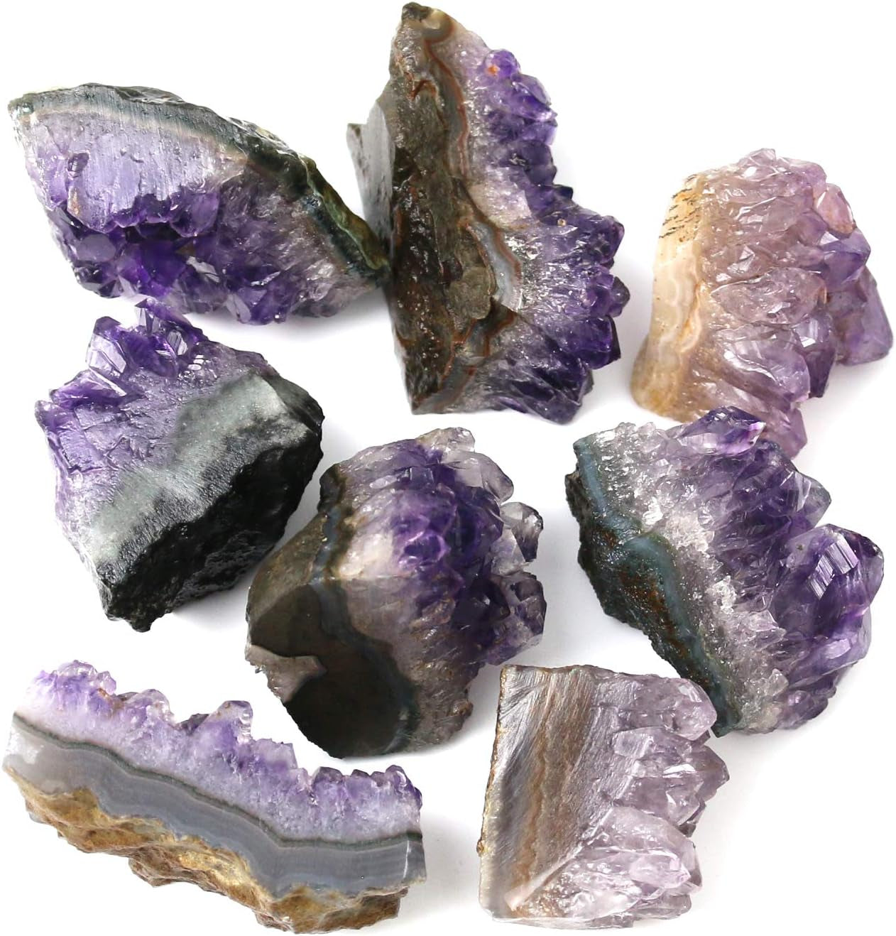 Raw Amethyst Stones and Crystals Rock, Natural Amathesis Crystal Clusters, Geodes with Crystals, Cuarzo Amatista Original, Real Amethyst Crystals Geode, Gemstones, Healing Crystals(0.11Lb)