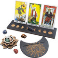 10Pcs Tarot Card Holder Wooden Tarot Card Holder Stand Tarot Card Display Tarot Accessories with Tarot Crystal Stone for Witch Divination Tools